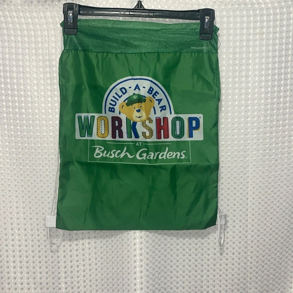 NWOT Build A Bear Multi-Color GREEN Drawstring Bag Busch Gardens Mesh Top